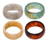 AZIDWERYQ Lot de 4 bracelets en acrylique colorés géométriques en résine épaisse en forme de dôme large, bijoux vacances à la mode pour un usage quotidien