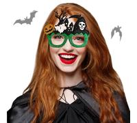 AZIDWERYQ Lunettes de soleil d'Halloween, Grim Grim Reaper Haunted House Lunes Frames avec des jambes flexibles Favors Halloween pour le cosplay et les accessoires photo, accessoires verts