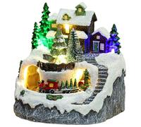 AZIDWERYQ Maisons de Village de Noël Maisons Noël Musicales enneigées éclairées par LED avec Train et Arbres pour Les décorations cheminée Table Vacances d'hiver
