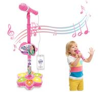 AZIDWERYQ Microphone pour Tout-Petits avec Support, Musique et lumières colorées pour Enfants de 3 Ans et Plus avec Support réglable Style 2 Enfants avec