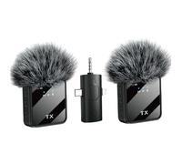 AZIDWERYQ Microphones sans Fil, Microphone Cravate avec Suppression du Bruit, Microphone 3, 5 mm, Lot de 2 Mini Micro à Affichage LED pour Interview, ASMR, vidéo et Podcast Asmr