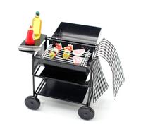 AZIDWERYQ Mini Grill d'extérieur à l'échelle 1:12, poêle à Gril, ustensiles de Cuisine Miniatures avec Nourriture pour Barbecue, Meubles de Maison poupée Simulation BBQ pour décoration Maison