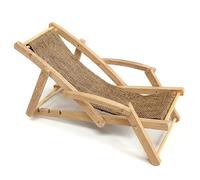 AZIDWERYQ Mini Wooden Folding Beach Sunbath Chair Miniature Longue Deck Chair Craft Dollhouse Accessories