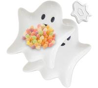 AZIDWERYQ Plaques d'Halloween 2pcs mignons plaques fantômes polyvalentes réutilisables 5.1x4.4In plateau en céramique unique pour nourriture Bijoux de bonbons Dessert
