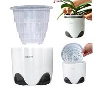 AZIDWERYQ Pots d'orchidées pour rempotter 7, 4 '' Planteur d'orchidés à Double Couches avec Plateau de Drainage Pot Transparent en Respirant avec Root Guide Guide pour Le Pot de phalaenopsis