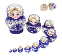 AZIDWERYQ Poupées gigognes 1 Ensemble (10 pièces) poupée matriochka à Motif Fille en Bois Bleu poupées gigognes Russes Jouets empilables pour Enfants, décoration de la Maison, pour Enfants