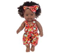 AZIDWERYQ Poupées Noires Noires, poupée Afro-américaine articulée Mobile de 12 Pouces, poupée réaliste avec Cheveux bouclés et vêtements Portables pour Enfants, poupées réalistes Rouges Fille Noire
