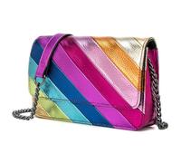AZIDWERYQ Rainbow Purse, 8.27x1.97x5.12 Stripe Sac à rayures pour femmes, sacs à main PU colorés, sac bandoulière arc-en-ciel avec sangle de chaîne, body-body for scool