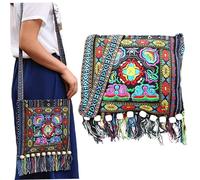 AZIDWERYQ Sac à bandoulière Boho, sac à bandoulière ethnique brodé pour femme avec pompon, de capacité de 11 x 10 pouces, sacs mignons tendance faciles assortir, pour femme