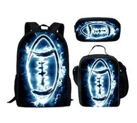 AZIDWERYQ Sac à Dos de Football pour Les garçons en 3 pièces, Sac à Compteur de Football avec Crayon et Lunch, Dos Sportif pour l'école 3 12