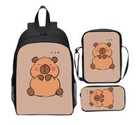 AZIDWERYQ Sac à Dos Ensemble Mignon Capybara Backpack de 16 Pouces avec boîte à Lunch et boîtier au Crayon