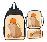 AZIDWERYQ Sac à Dos Set Kawaii Capybara Backpack avec boîte à Lunch et Crayon de capacité Sac école Capybara School FOURNES pour GARPS Grips, Style 2 Kawaii