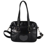 AZIDWERYQ Sac à école japonaise, sac japonais en cuir PU à capacité, 11x3, 5x8 pouces la main glissière portable avec poignée et sangle réglable pour les filles
