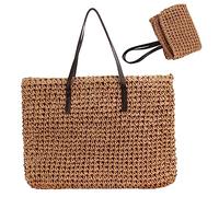 AZIDWERYQ Sac de paille mode sacs de plage d'été pour femmes sac à bandoulière tissé capacité avec sacs à main glissière pour d'été vocation piscine