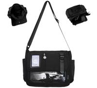 AZIDWERYQ Sac d'école japonais Kawaii bandoulière en nylon sac Ita avec poche d'affichage à épingles sangle réglable capacité à main Ita pour filles femmes messager mignon