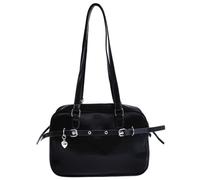 AZIDWERYQ Sac d'école japonais, sac à bandoulière en cuir PU souple de capacité, à main fourre-tout léger et tendance pour les déplacements domicile-travail, le shopping, épaule noire pour l'école