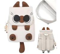 AZIDWERYQ Sacs à dos de dessin animé, sac à dos mignon chat siamois avec pendentif chic, sac d'école Kawaii de capacité pour voyage, travail ou sorties décontractées, amusant