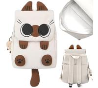 AZIDWERYQ Sacs à dos de dessin animé, sac à dos mignon chat siamois avec pendentif chic, sac d'école Kawaii de capacité pour voyage, travail ou sorties décontractées, amusant