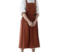AZIDWERYQ Tablier de jardinage pour femme Tabliers à dos croisé pour femme Tablier chasuble en coton et lin Dos croisé avec poches pour travaux de jardinage Robe chasuble Crossback
