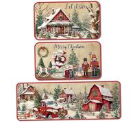 AZIDWERYQ Tapis de Cuisine de Noël, 3pcs / Set 47x16 & 24x16 Mat Cuisine Noël Santa, Tapis absorbants Doux, Lavable sans Glissement pour décoration intérieure