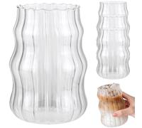 AZIDWERYQ Verbe à côte 530 ml tasse en verre ondulé réutilisable réutilisable tasses en verre nerveux
