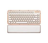 Azio Clavier compact rétro (Posh) - Clavier mécanique Bluetooth sans fil/USB rétroéclairé vintage en cuir blanc avec accoudoir pour Mac et PC (MK-RCK-L-02-US)