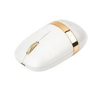 Azio IZO IM103 Souris optique sans fil Bluetooth 3.0 & 5.0/2.4G RF-USB, design ambidextre, capteur PixArt PAW3212, 1000/1600/2400 DPI, rechargeable, blanc et or - PC & Mac, fleur blanche (IM103)