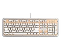 Azio Clavier mécanique rétro classique USB (Maple) - Clavier mécanique rétroéclairé vintage en bois d'érable pour PC (MK-RETRO-W-02-US)