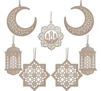 AZIS Ramadan Kareem Décoration 7 pièces ornement en bois à suspendre