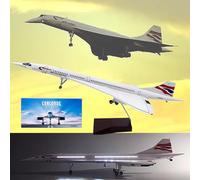 AZIZAT 19,7 "1:125 Modèle d'avion Concorde British Airways Modèle Jet Collections Modèles d'avions en résine pré-construits Diecast pour cadeau de collection, amélioré