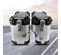 AZIZAT Valise latérale Universelle de Moto 38L, Sacoche de Moto pour Moto de Tourisme, Sacs de Selle rigides en Aluminium, boîte arrière, Coffre Universel,B,Silver