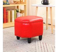 AZJJDP 16in Foot Stool Small PU Leather Ottoman, Footrest Stool with Solid Wood Feet, Modern Upholstered Footrest for Living Room Bedroom, Dark Green