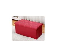 AZJJDP Foldable Bench Storage Box with Lid Leather Footstool Seat Toy Storage Chest Water Resistant Red 76x38x38cm
