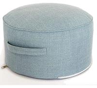 AZJJDP Foot Stool Round Footstool for Living Room Cotton Linen Foot Stools Shoe Change Stool Bedroom Rest Foot Stools,Light blue-40 * 40 * 20cm