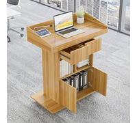 AZJJDP Pupitre Haut de Gamme en Bois Jaune avec Rangement, 100 cm (39,3 po), Comprenant étagères et tiroirs, idéal pour Les Mariages, Les salles de Classe, Les Prises de Parole en Public et Les évé