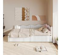 AZJSAHAH Lit simple rembourré, 90 x 200 cm, pour enfant, avec LED, canapé-lit, sommier à lattes, espace de rangement hydraulique, multifonction, en velours teinté, sans matelas, blanc