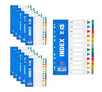 AZKEEGREY (Lot de 10)12 Intercalaires Classeur Plastique, A4 Intercalaires avec Index pour Classeur