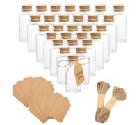 AZKEEGREY Lot de 100 Mini Fiole en Verre 25ml, Petite Fiole en Verre avec Bouchon en Liege, 25cl Mini Fiole Verre pour Mariage Fête Créatifs Épices Bonbons