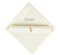 AZKEEGREY Lot de 12 serviettes en tissu doux beige aspect tissu polyester beige 48 x 48 cm pour fêtes, mariages, événements, utilisation à la maison