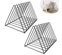 AZKEEGREY Lot de 2 Porte Revue en Métal, Support de Rangement Triangulaire à 9 emplacements pour Disque Magazine Livre