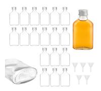 AZKEEGREY Lot de 24 Mini Bouteille Verre 50ml avec Bouchon Argent, Petite Bouteilles en Verre Miniatures Vides pour Liquides avec Entonnoir, Mignonnettes Alcool Excellentes pour Mariages et Fêtes