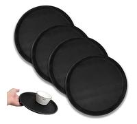 AZKEEGREY Lot de 4 Plateau de Service Rond 28 cm, Noir Plateau Antidérapant pour Service