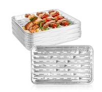 AZKEEGREY Lot de 40 plateaux jetables en aluminium pour barbecue - 34 x 22 x 1,8 cm - Grande plaque de cuisson avec trous pour four, pâtisserie, plats à emporter, préparation des repas