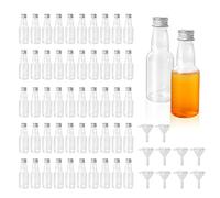 AZKEEGREY Lot de 50 Petite Bouteille Plastique 60ml, Mini Bouteille pour Mignonette Alcool avec Entonnoir Réutilisables Vides Liquides, Excellentes pour Mariages et Fêtes