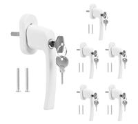 AZKEEGREY Lot de 6 poignées de fenêtre verrouillables blanches - Longueur de la tige : 35 mm - Serrure de fenêtre en aluminium avec clés - Pour fenêtres, portes de balcon, porte de terrasse