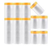 AZKEEGREY Lot de 8 rouleaux de ruban de masquage et drapé pré-collés avec ruban adhésif pour peinture et protection contre la pulvérisation, 2 tailles (total 20 m de long, largeur : 55, 110 cm)
