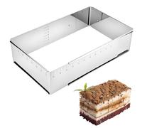 AZKEEGREY Moule à gâteau rectangulaire réglable 25 x 18 cm - 47 x 34 cm, cadre de cuisson en acier inoxydable de 8 cm de haut, moule à gâteau extensible, cadre de cuisson réglable