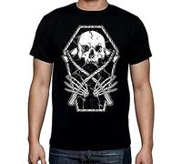 AZKvvKL Grim Reaper Skeleton in A Coffin Men's T T-Shirts à Manches Courtes Halloween Goth Skeletons(Medium)