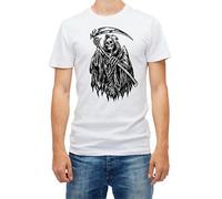 AZKvvKL Grim Reaper Skeleton Short Sleeve White Men's t T-Shirts à Manches Courtes White(X-Large)