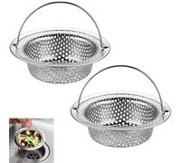 Azlanway Bouchon Evier Cuisine, 2 Pcs Tamis D'évier de Cuisine en Acier Inoxydable avec Poignée, 11 X 8 X 2,3 cm, Protection de Vidange de Cuisine, Passoire à Mailles Fines pour La Evier